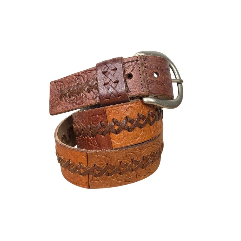 Fossil women's patchwork brown leather belt M 40"